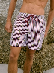 Chelsea Peers Red Olive Stripe Print Swim Shorts - Image 2 of 6