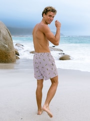 Chelsea Peers Red Olive Stripe Print Swim Shorts - Image 3 of 6