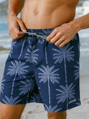 Chelsea Peers Blue Palm Tree Print Swim Shorts - Image 5 of 7