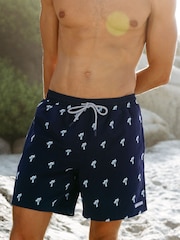 Chelsea Peers Blue Embroidered Palm Print Swim Shorts - Image 2 of 6