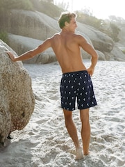 Chelsea Peers Blue Embroidered Palm Print Swim Shorts - Image 3 of 6