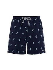 Chelsea Peers Blue Embroidered Palm Print Swim Shorts - Image 5 of 6