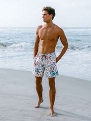 Chelsea Peers White/Blue Coral Mirage Print Swim Shorts - Image 1 of 6