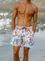 Chelsea Peers White/Blue Coral Mirage Print Swim Shorts - Image 2 of 6