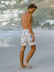 Chelsea Peers White/Blue Coral Mirage Print Swim Shorts - Image 4 of 6