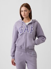 Μωβ - Gap Relaxed Logo Zip Φούτερ με κουκούλα - Εικόνα 1 του 5
