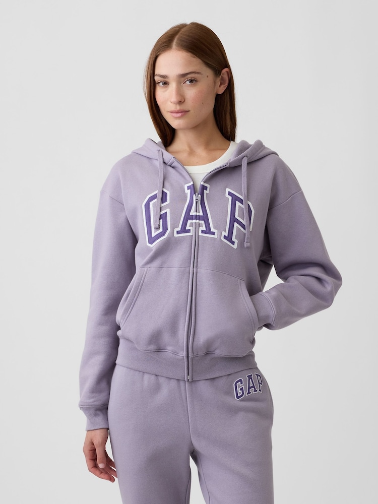 Μωβ - Gap Relaxed Logo Zip Φούτερ με κουκούλα - Εικόνα 1 του 5