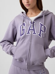 Μωβ - Gap Relaxed Logo Zip Φούτερ με κουκούλα - Εικόνα 4 του 5