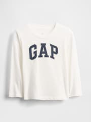 Blanc - T-shirt à manches longues avec logo Gap (6mois à5ans) - Image 1 de 3