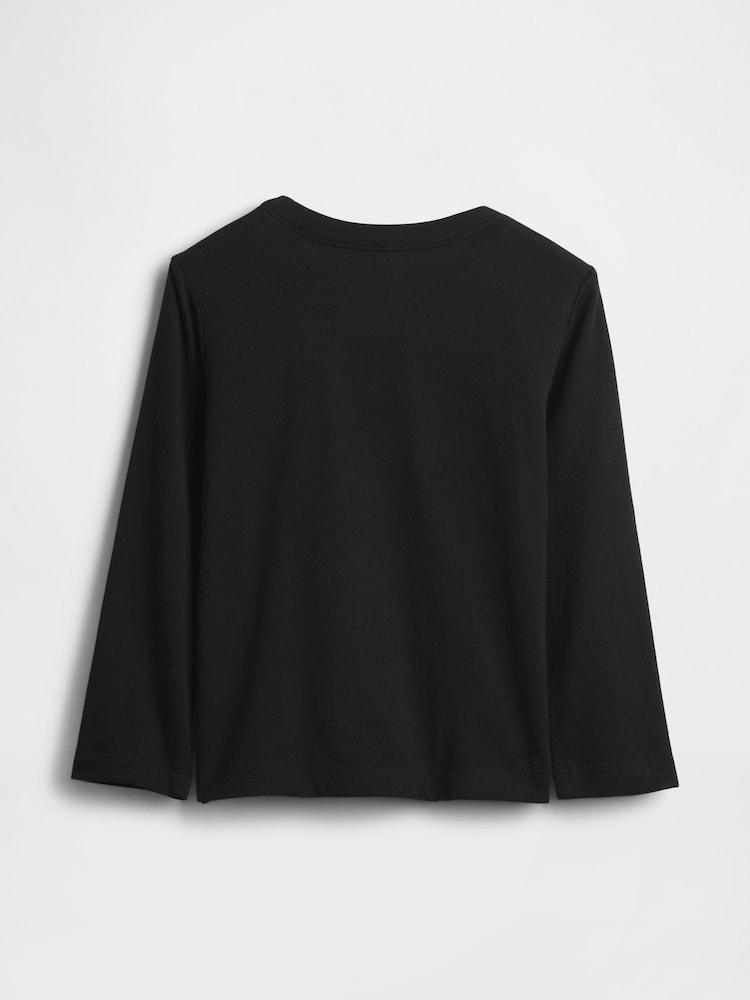 Noir - T-shirt à manches longues avec logo Gap (6mois à5ans) - Image 2 de 3