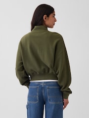 Vert - Gap pull oversize en coton texturé à demi-fermeture éclair - Image 2 de 4