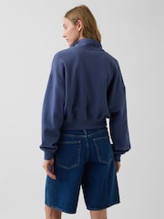 Bleu - Gap pull oversize en coton texturé à demi-fermeture éclair - Image 2 de 4