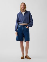 Bleu - Gap pull oversize en coton texturé à demi-fermeture éclair - Image 3 de 4