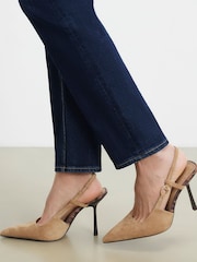 River Island Brown Faux Suede Heeled Court Shoes - Image 1 of 5