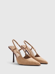 River Island Brown Faux Suede Heeled Court Shoes - Image 2 of 5