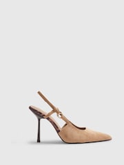 River Island Brown Faux Suede Heeled Court Shoes - Image 3 of 5