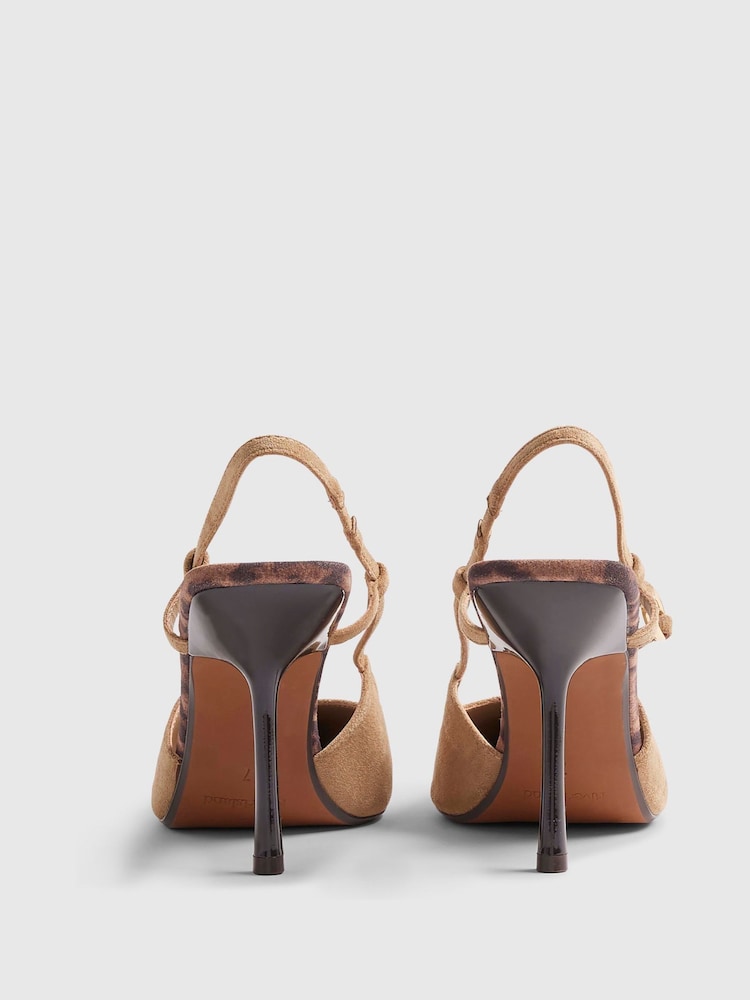River Island Brown Faux Suede Heeled Court Shoes - Image 5 of 5 River Island Brown Faux Suede Heeled Court Shoes - Image 5 of 5