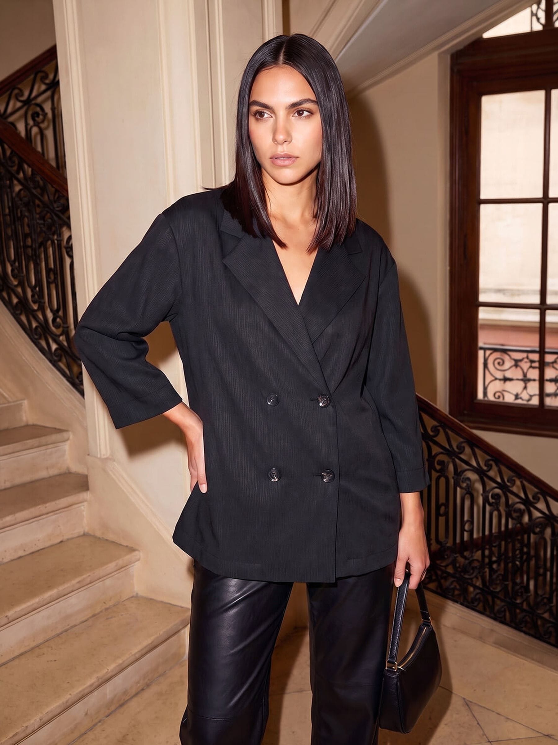 Roman Women's Black Relaxed Textured Blazer In | Size: 20 - Image 5