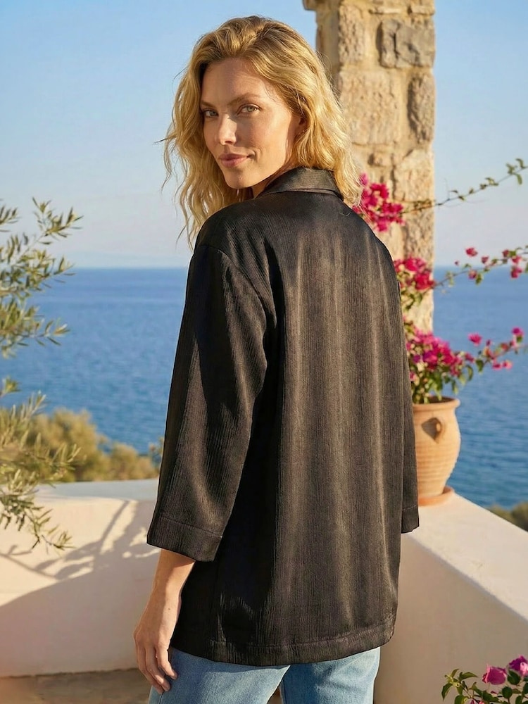 Roman Black Relaxed Textured Blazer - Image 2 of 4
