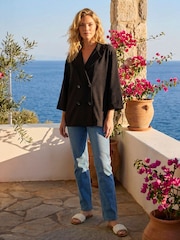 Roman Black Relaxed Textured Blazer - Image 3 of 4