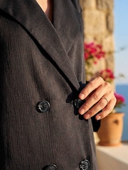 Roman Black Relaxed Textured Blazer - Image 4 of 4