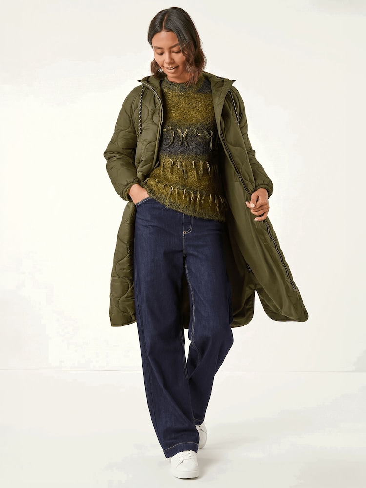 Roman Green Quilted Hooded Coat - Image 1 of 3 Roman Green Quilted Hooded Coat - Image 1 of 3