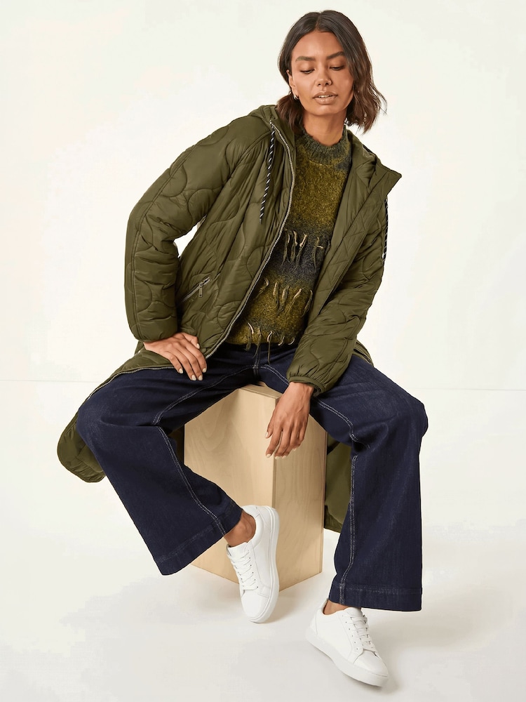 Roman Green Quilted Hooded Coat - Image 2 of 3 Roman Green Quilted Hooded Coat - Image 2 of 3