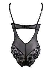 Pour Moi Black Satin Luxe and Lace Underwired Body - Image 4 of 5