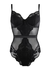 Pour Moi Black Satin Luxe and Lace Underwired Body - Image 5 of 5