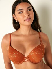 Victoria's Secret PINK Cinnamon Orange Foil Star Push Up Bra - Image 1 of 5