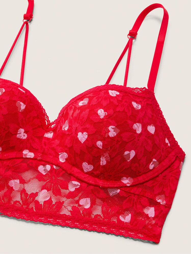 Victoria's Secret PINK Red Pepper Heart V-Day Lace Wired Push Up Bralette - Image 4 of 4