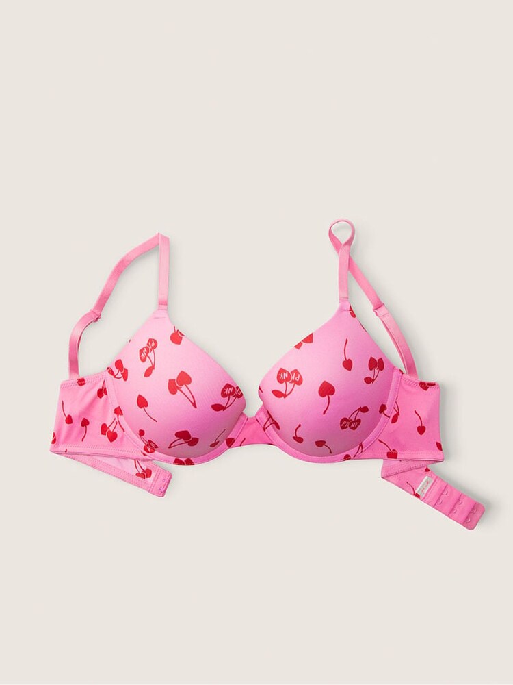 Victoria's Secret PINK Dreamy Pink Cherry V-Day Pink Wear Everywhere Smooth Push Up T-Shirt Bra - Image 5 of 5
