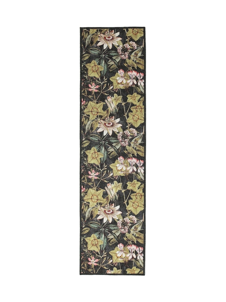 Clarke and Clarke Noir Black Passiflora Washable Runner - Image 2 of 4