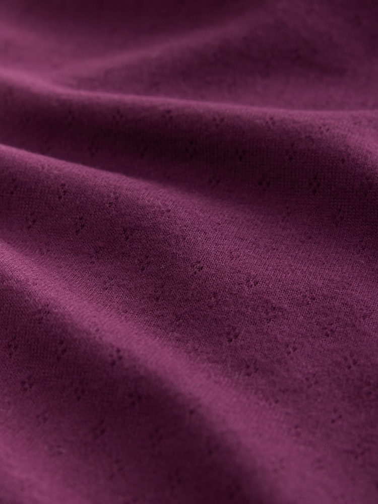Burgundy Red Cosy Pointelle Long Sleeve Pyjamas - Image 2 of 3 Burgundy Red Cosy Pointelle Long Sleeve Pyjamas - Image 2 of 3
