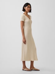 Gap Beige Rib Button-Front Maxi Knitted Dress - Image 3 of 4