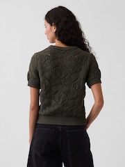 Gap Green Crochet Short Sleeve Jumper - Image 2 of 4