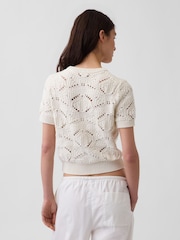 Gap Cream Crochet Short Sleeve Jumper - Image 2 of 4