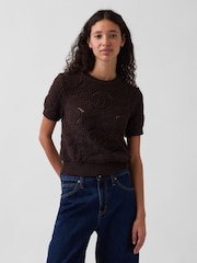 Gap Black Crochet Short Sleeve Jumper - Image 1 of 4