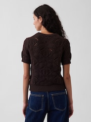 Gap Black Crochet Short Sleeve Jumper - Image 2 of 4