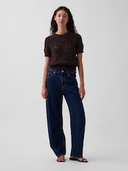 Gap Black Crochet Short Sleeve Jumper - Image 3 of 4