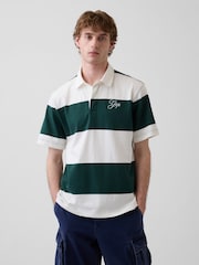Gap Green Stripe Relaxed Logo Rugby Shirt - Image 1 of 4