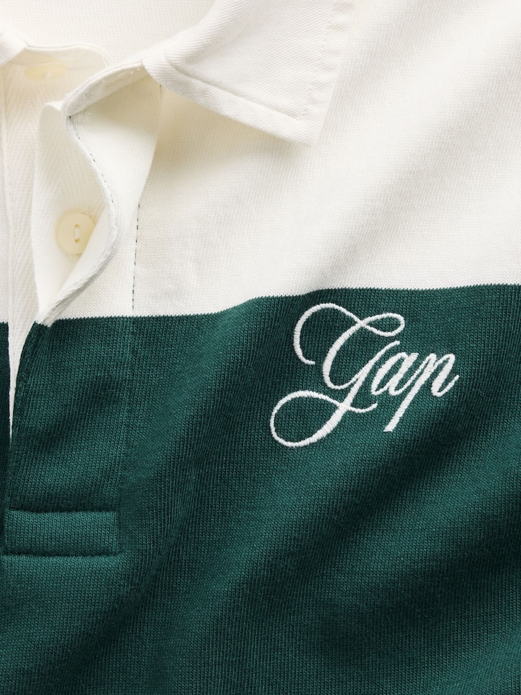 Gap Green Stripe Relaxed Logo Rugby Shirt - Image 4 of 4 Gap Green Stripe Relaxed Logo Rugby Shirt - Image 4 of 4