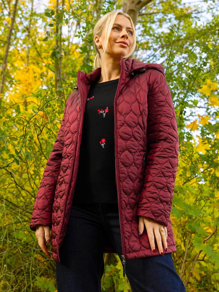 Roman Red Hooded Quilted Puffer Coat - Image 1 of 3 Roman Red Hooded Quilted Puffer Coat - Image 1 of 3