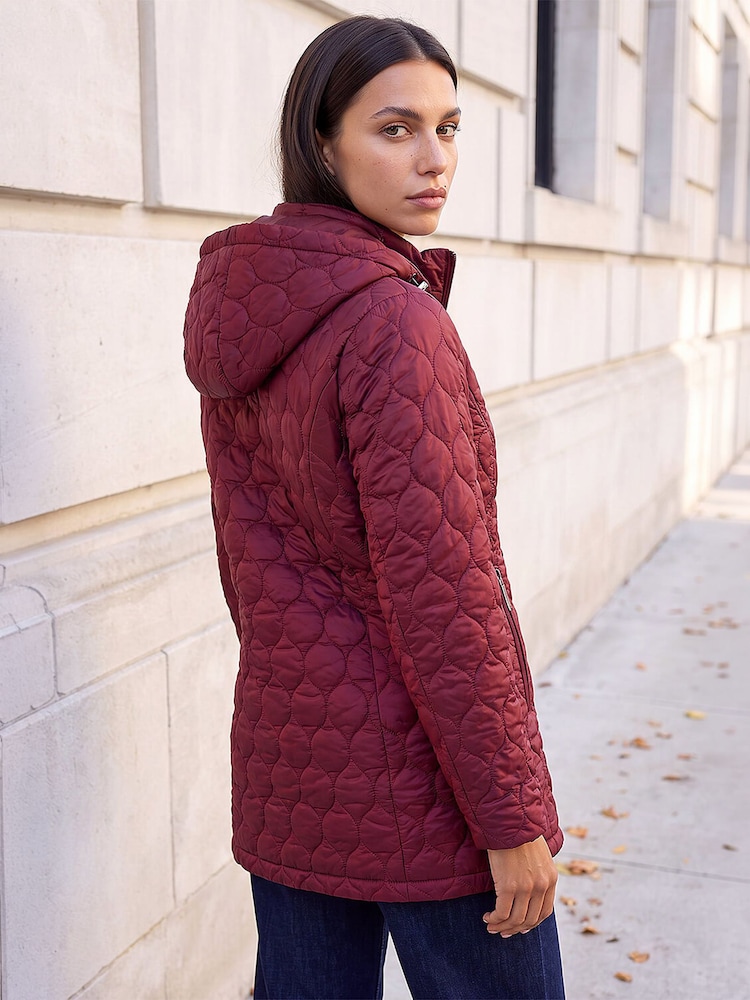 Roman Red Hooded Quilted Puffer Coat - Image 4 of 4