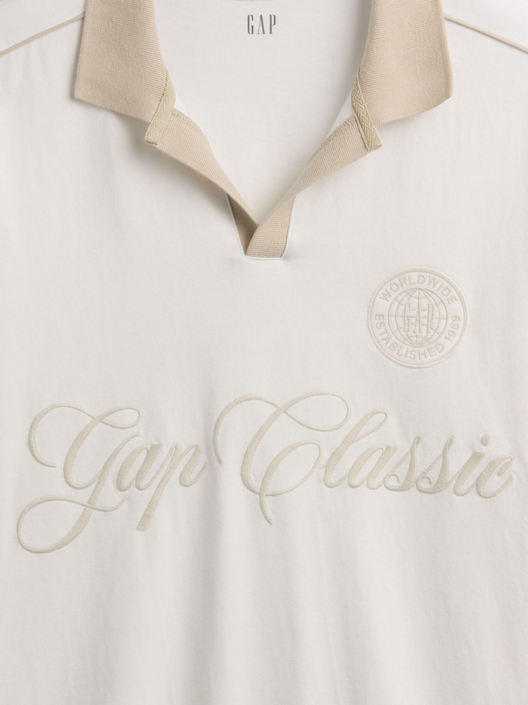 Gap Cream Relaxed Logo Rugby Shirt - Image 4 of 4 Gap Cream Relaxed Logo Rugby Shirt - Image 4 of 4
