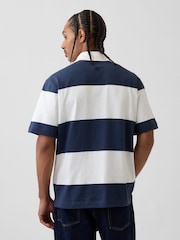 Gap Blue Stripe Relaxed Logo Rugby Shirt - Image 2 of 4