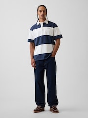 Gap Blue Stripe Relaxed Logo Rugby Shirt - Image 3 of 4