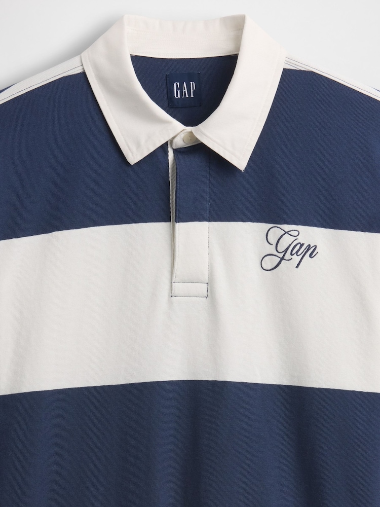 Gap Blue Stripe Relaxed Logo Rugby Shirt - Image 4 of 4 Gap Blue Stripe Relaxed Logo Rugby Shirt - Image 4 of 4
