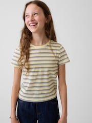 Gap Yellow/Grey Stripe VinstageSoft Short Sleeve T-Shirt (4-13yrs) - Image 1 of 4