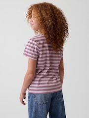 Gap Pink/Burgundy Stripe VinstageSoft Short Sleeve T-Shirt (4-13yrs) - Image 2 of 4